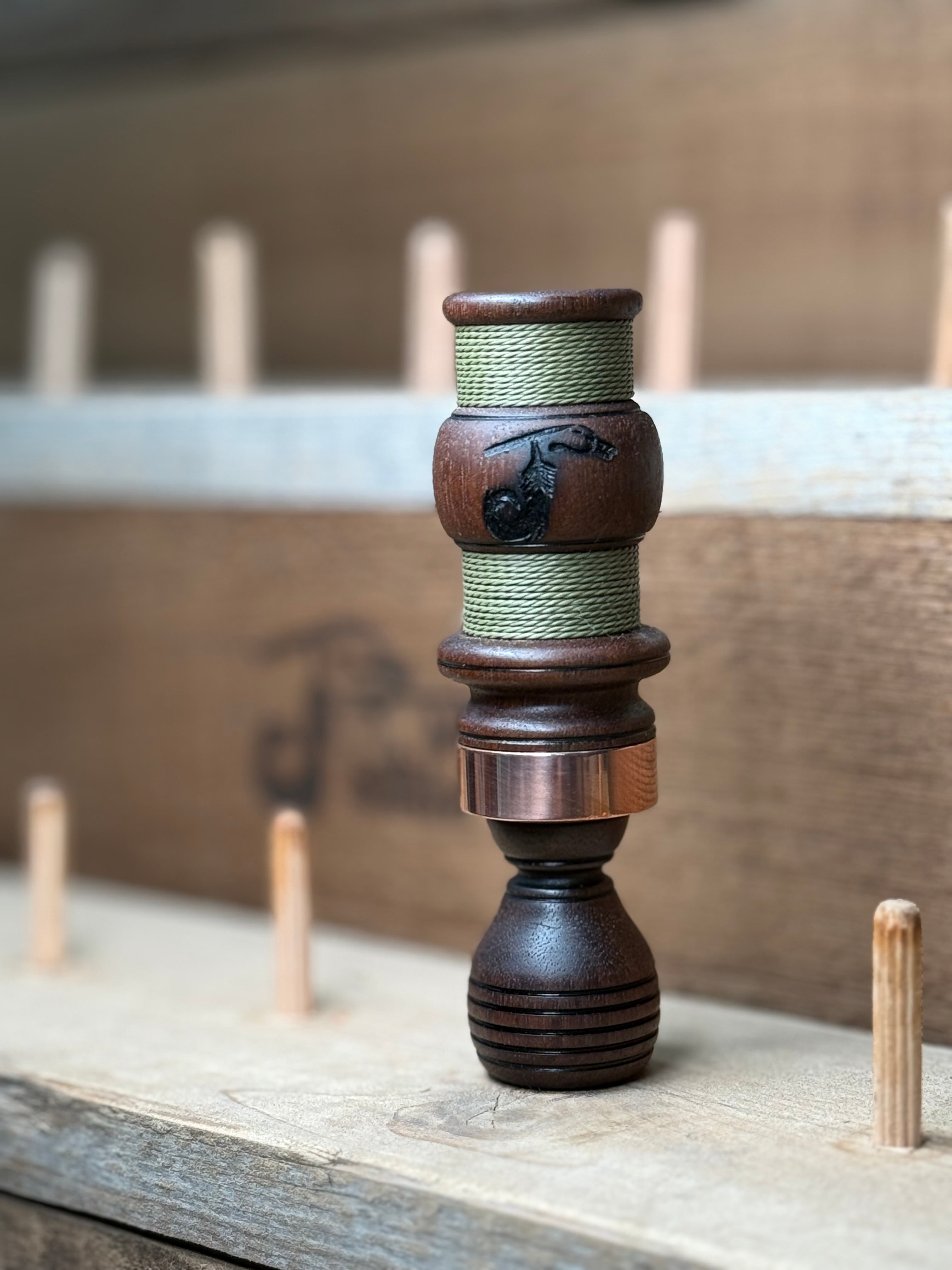 Walnut single reed w/ green cord wrap