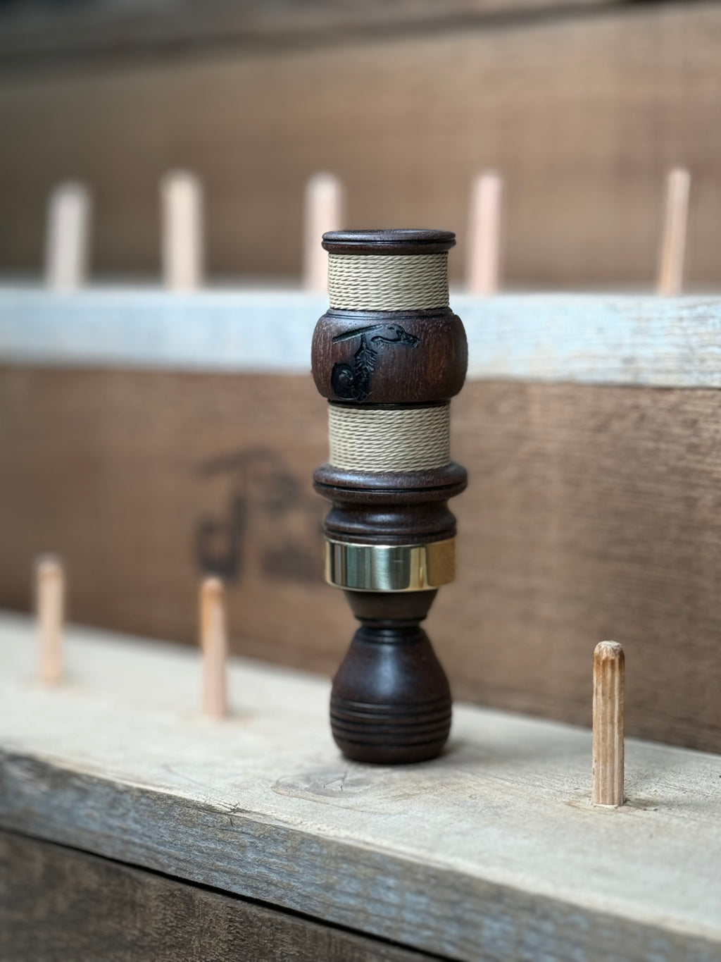 Walnut single reed w/ tan cord wrap