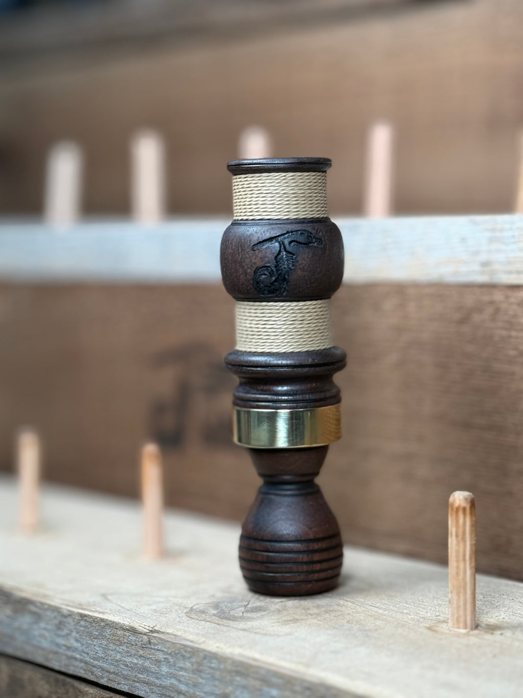 Walnut single reed w/ tan cord wrap